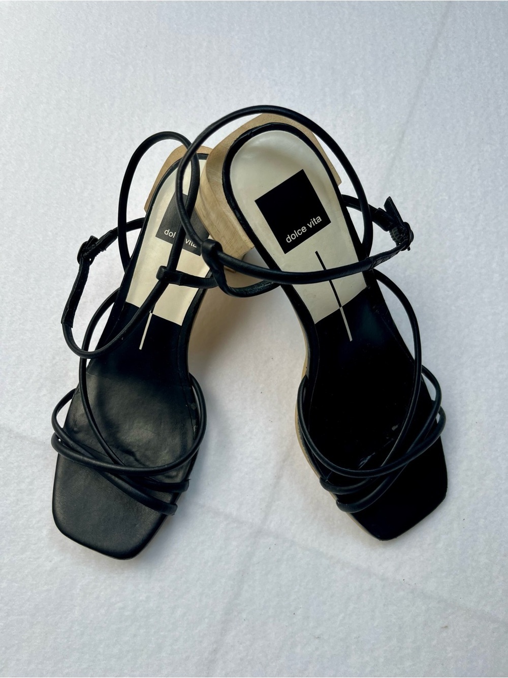 Dolce Vita Leather Zayla Wooden Block Heel Strappy Sandals size 8 - Picture 15 of 16